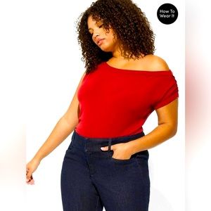 Torrid Off The Shoulder Studio Knit Tee Size 1